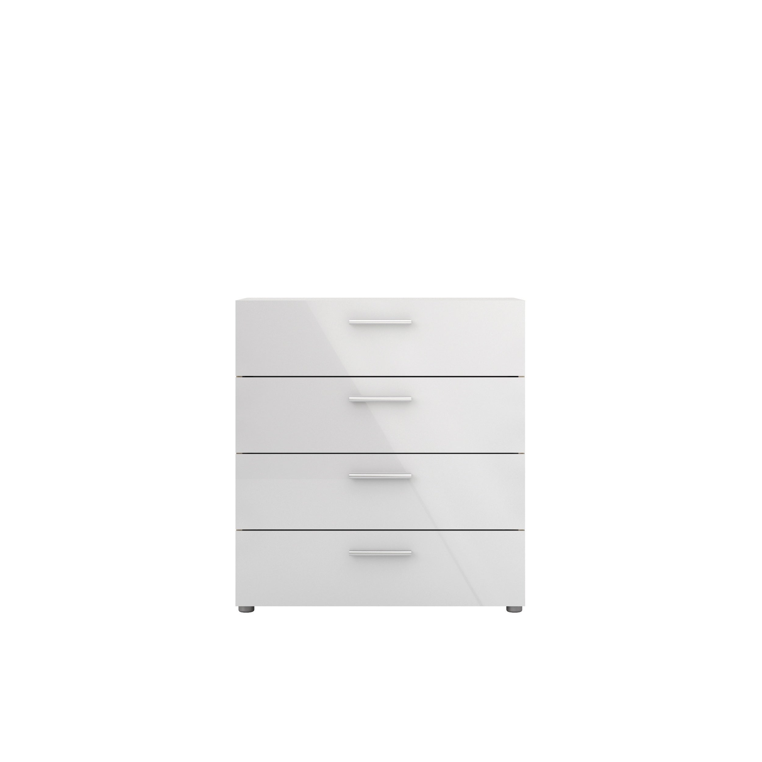 Loft 4-Drawer Chest， Oak Structure / White High Gloss - - 37236415 - Mycitystee
