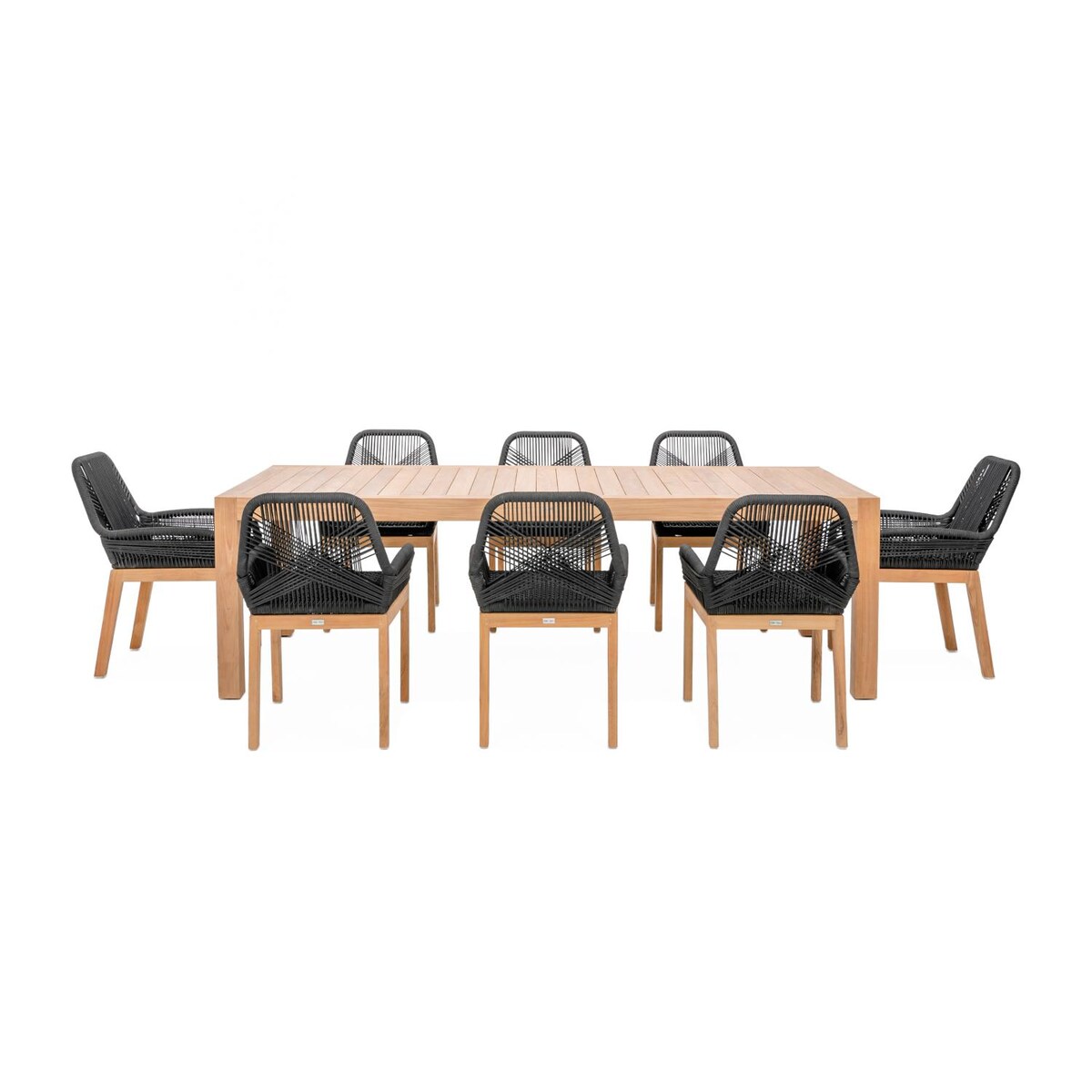 Signature Willow Bay 9 Piece Olefin Rope and Teak Patio Dining Set - Mycitystee