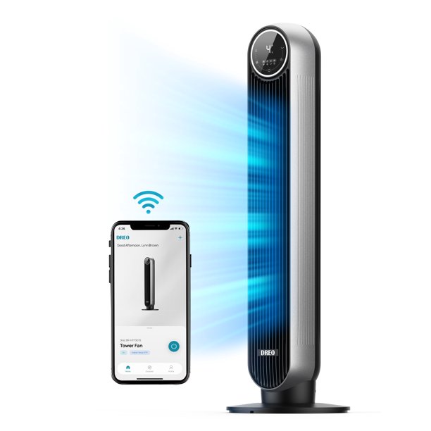 Dreo Tower Fan， Quiet Smart WiFi Fan With Remote， 90° Oscillating， Voice Control， 4 Modes， 4 Speeds - Mycitystee