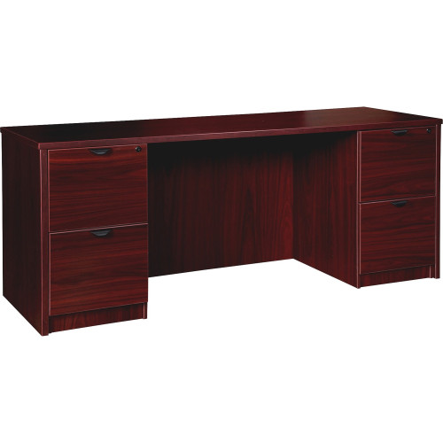 Lorell Prominence 2.0 Mahogany Laminate Double-Pedestal Credenza - 2-Drawer (PC2472MY) - Mycitystee