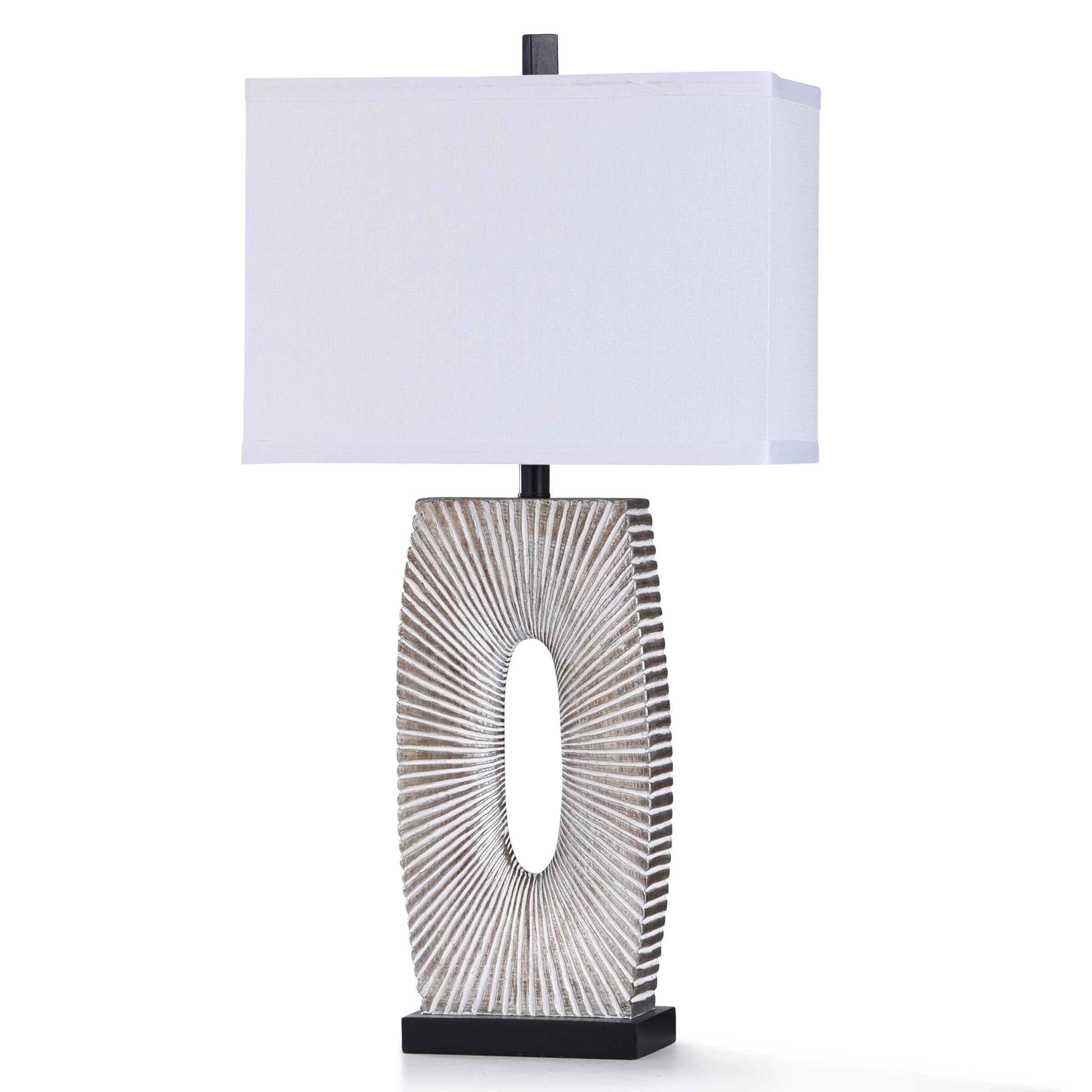 StyleCraft Mc Allen Silver Starburst Designed Resin with Black Base Table Lamp - Mycitystee