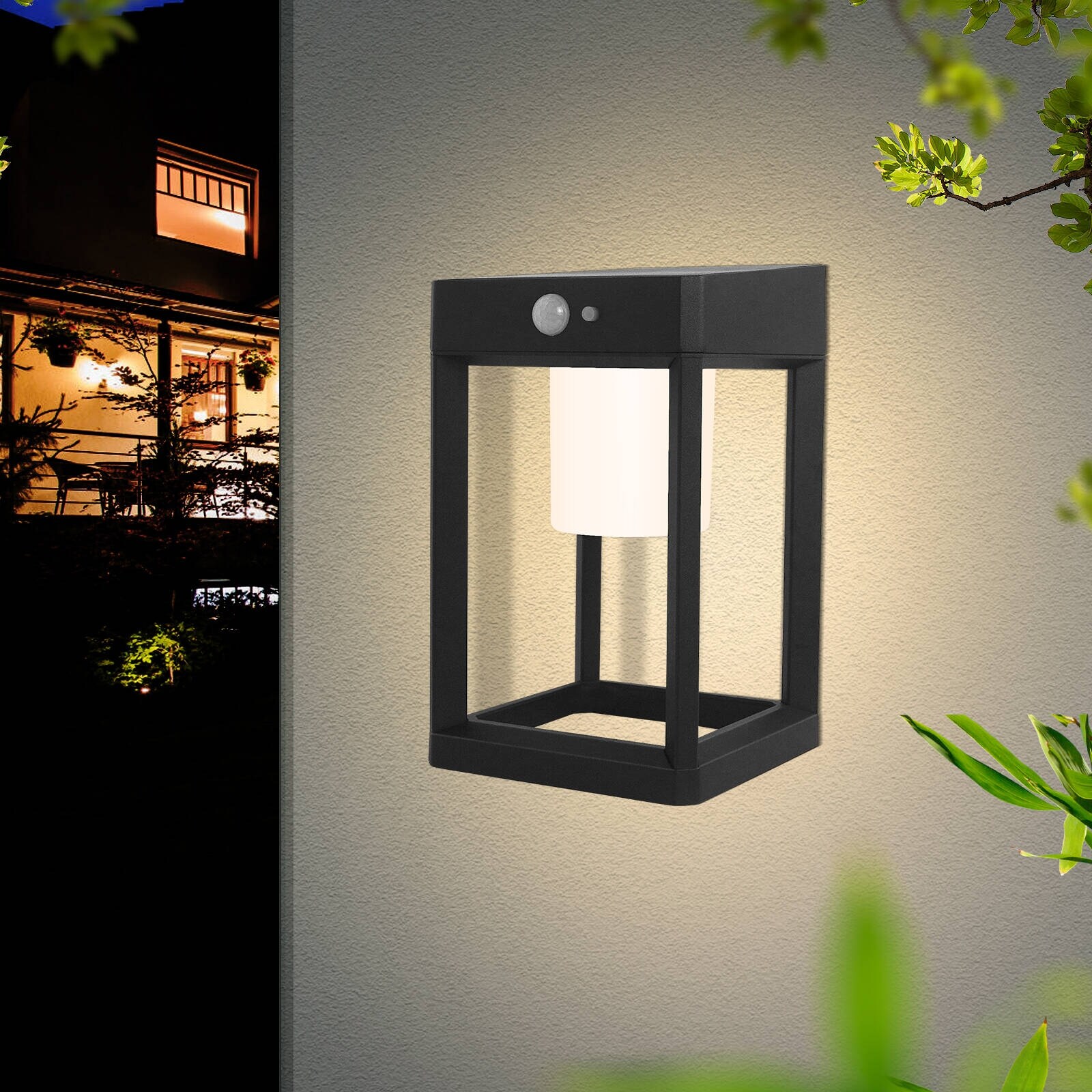Solar Outdoor Light Dusk to Dawn Wall Lantern LED Solar IP44 Motion Sensor 2216 - Black Shopping - The Best Deals on Outdoor Wall Lanterns | 41428669 - Mycitystee