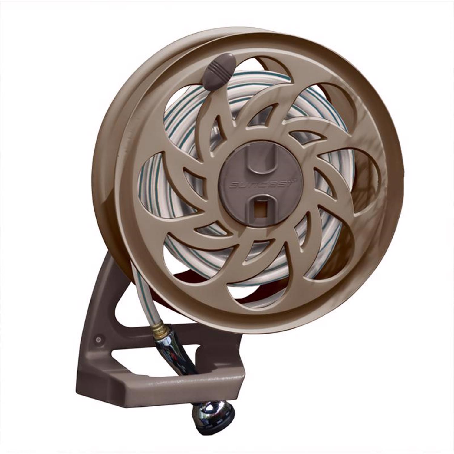Suncast Side Tracker 125 ft. Brown Wall Mounted Hideaway Hose Reel - Mycitystee