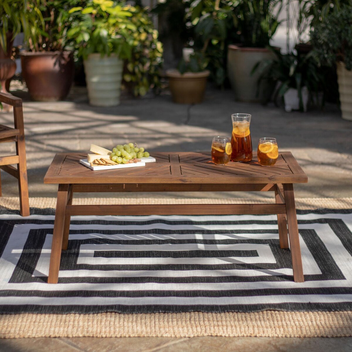 Ultimate Patio Wishlake 42 X 20 Inch Rectangular Acacia Patio Coffee Table - Mycitystee