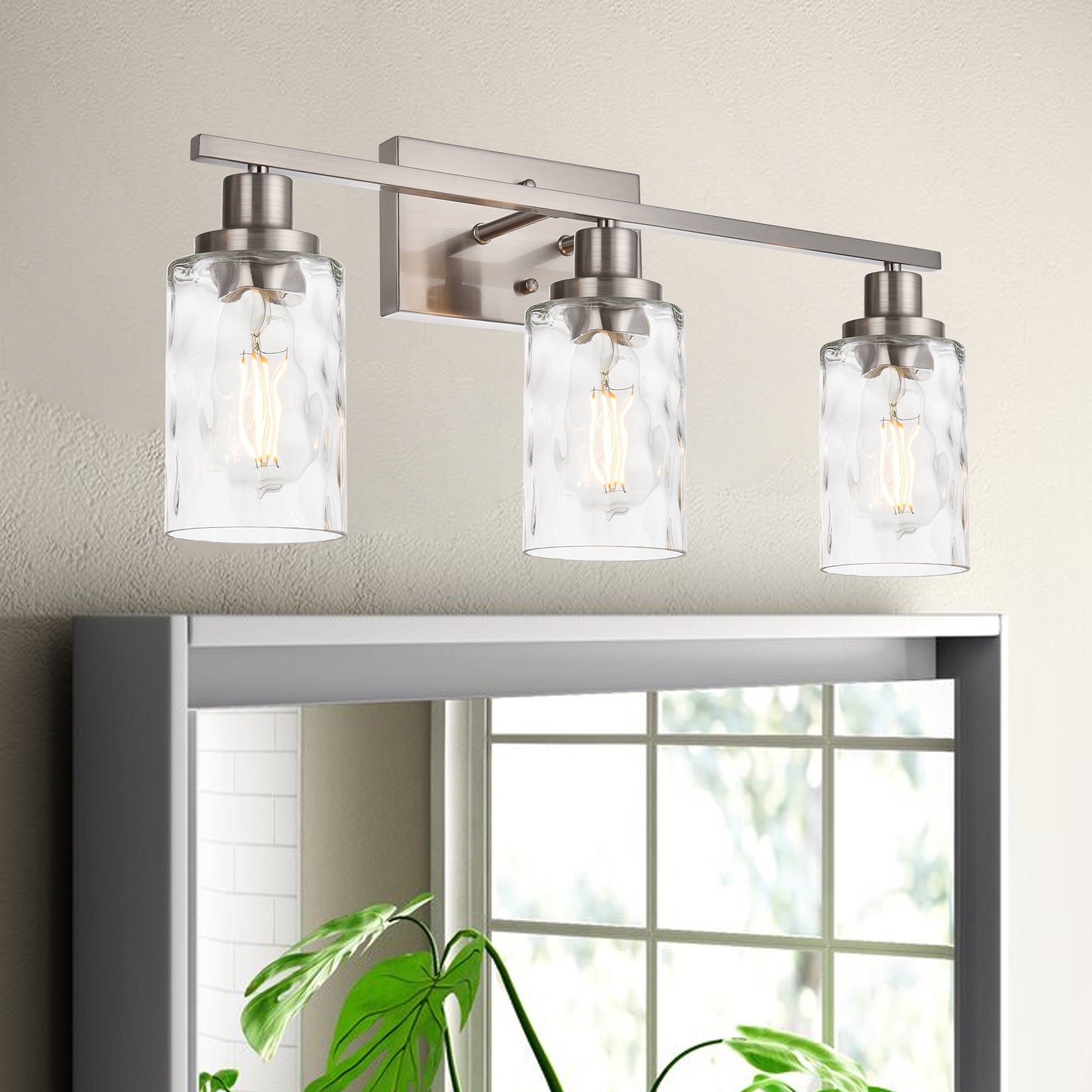Brushed Nickel Bathroom Light Fixtures with Clear Glass - Mycitystee