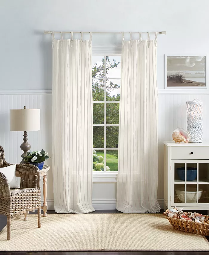 Martha Stewart Collection Laguna Stripe Tietab Curtain Panel Set， 84