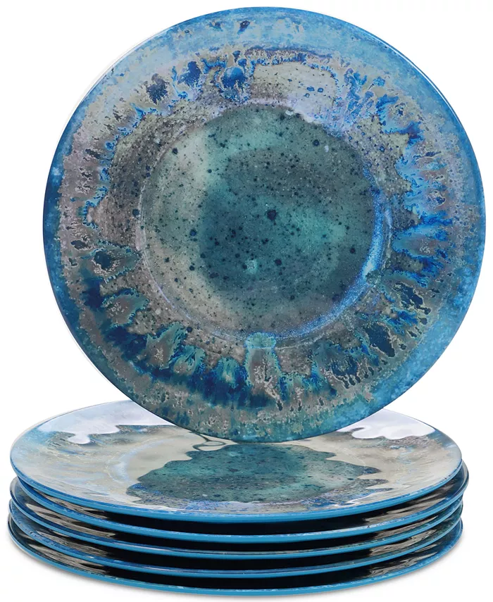 Certified International Radiance Teal Melamine Dinner Plates， Set of 6 - Mycitystee