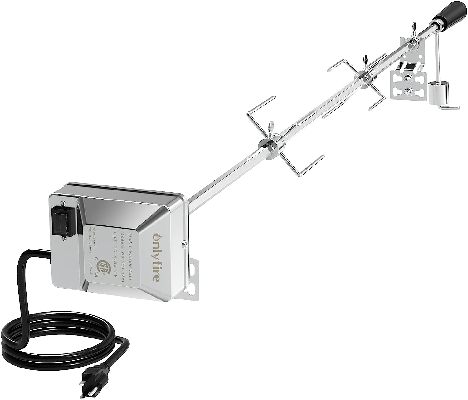 Grill Replacement Rotisserie Kit for 4-5 Burner Gas Grills, Stainless Steel Electric Motor for Up to 40 Lbs Capacity - Mycitystee