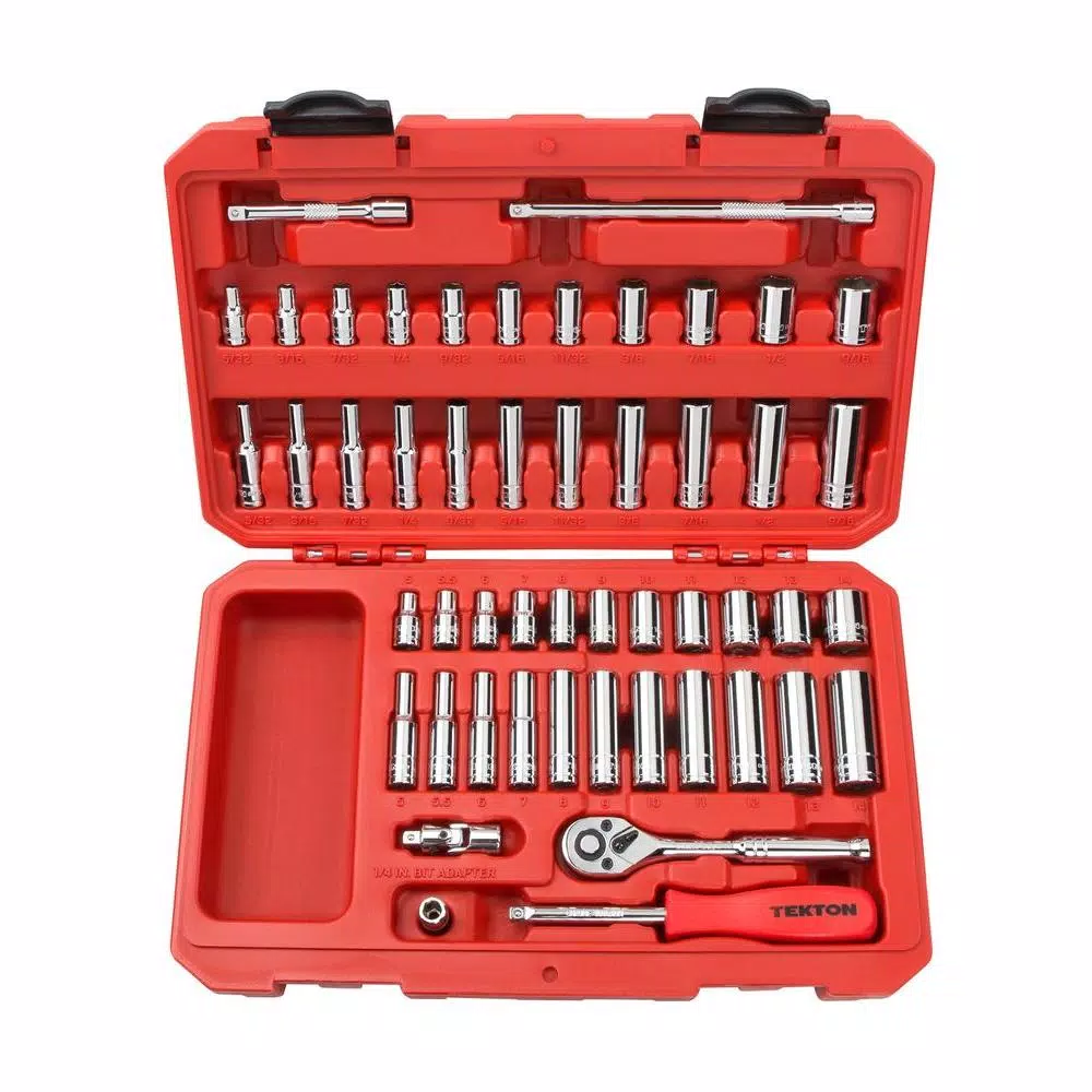 TEKTON 1/4 in. Drive 5/32-9/16 in.， 5-14 mm 6-Point Socket Set (51-Piece) and#8211; XDC Depot - Mycitystee