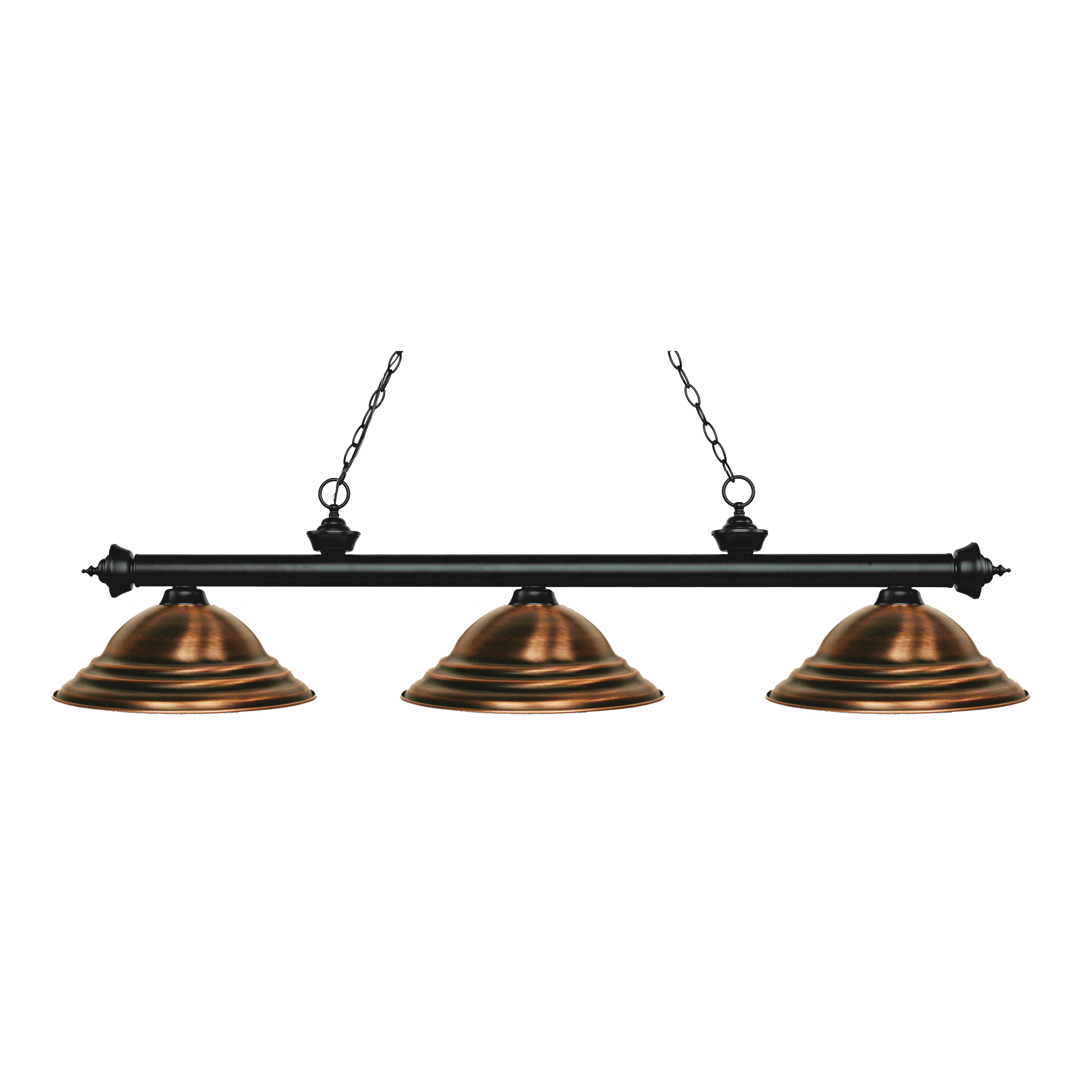 Avery Home Lighting Riviera Matte Black 3-light Island/Billiard Stepped Antique Copper-finished Light - Matte Black - Mycitystee