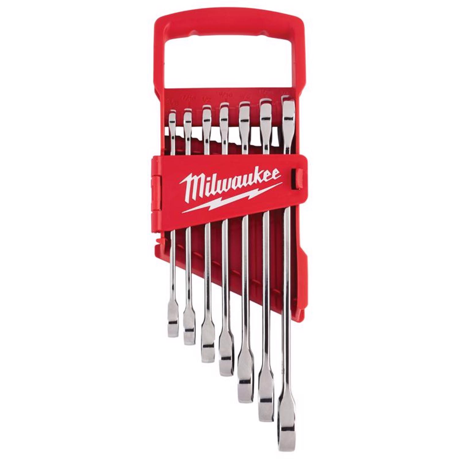 Milwaukee SAE Ratcheting Combination Wrench Set 12 in. L 7 pc - Mycitystee