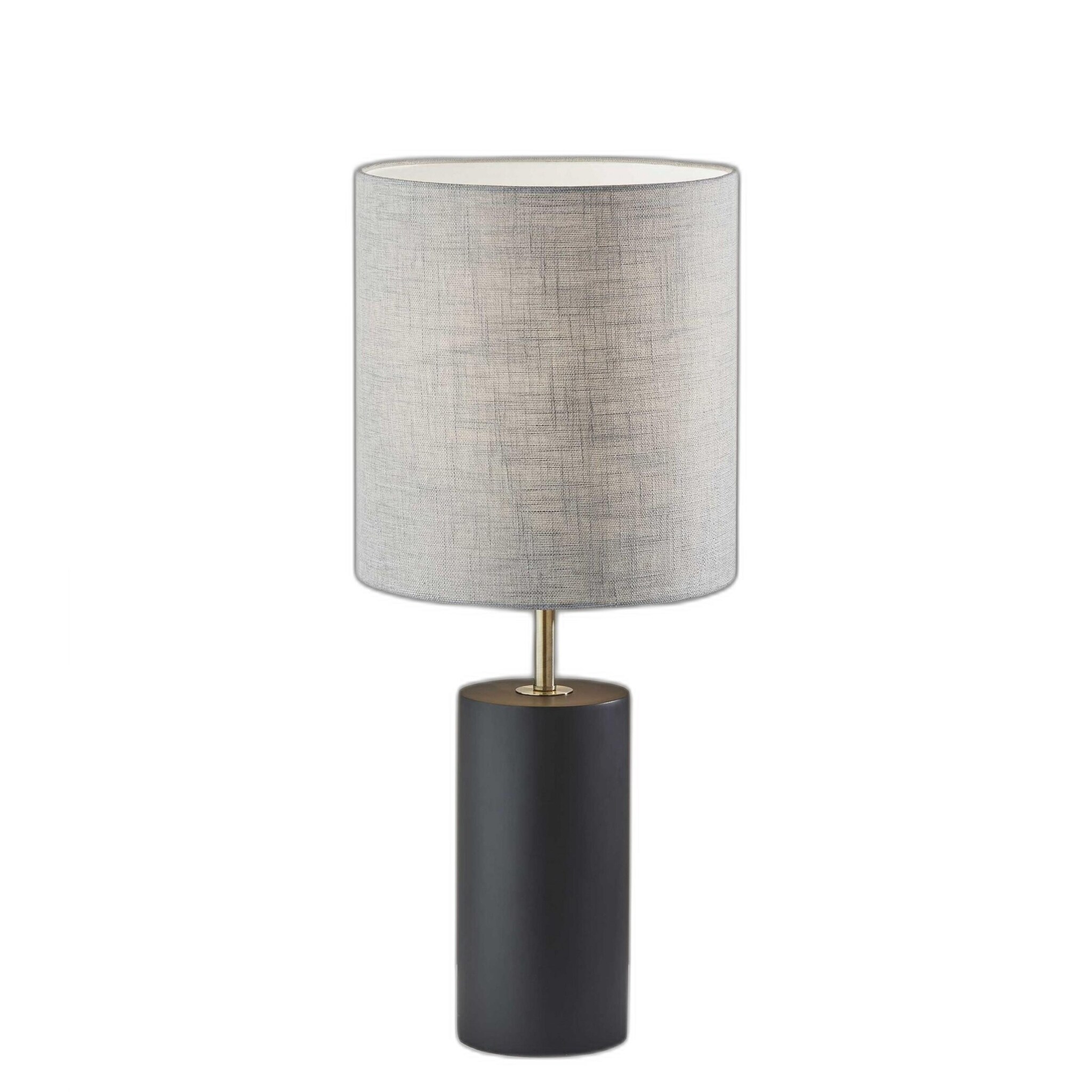 Black Wood Circular Block Table Lamp - 13 x 13 x 30.5 - Mycitystee