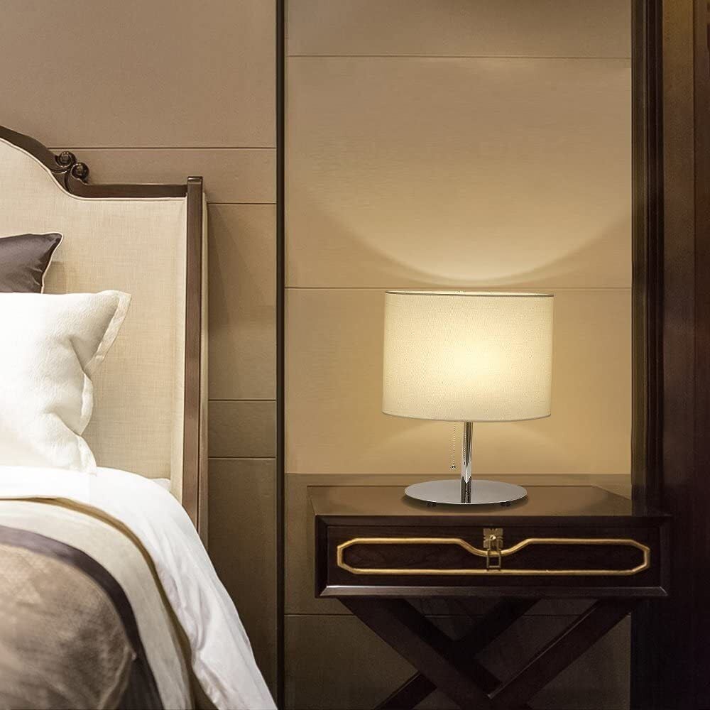 Bedside Metal Base Table Lamp Oval Night Light - 6.3