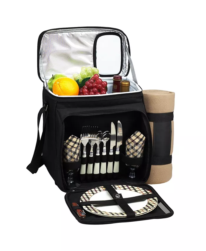 Picnic At Ascot Insulated Picnic Basket， Cooler Fully Equipped for 2 with Blanket - Mycitystee