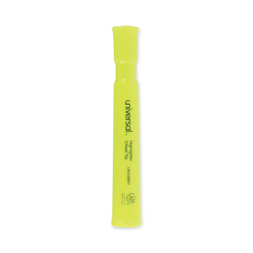 Universal Desk Highlighters， Chisel Tip， Fluorescent Yellow， Dozen (08861) - Mycitystee
