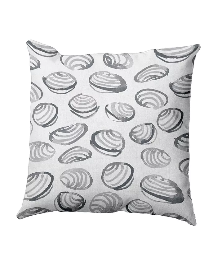 E by Design Clams 16 Inch Gray Decorative Coastal Throw Pillow - Mycitystee