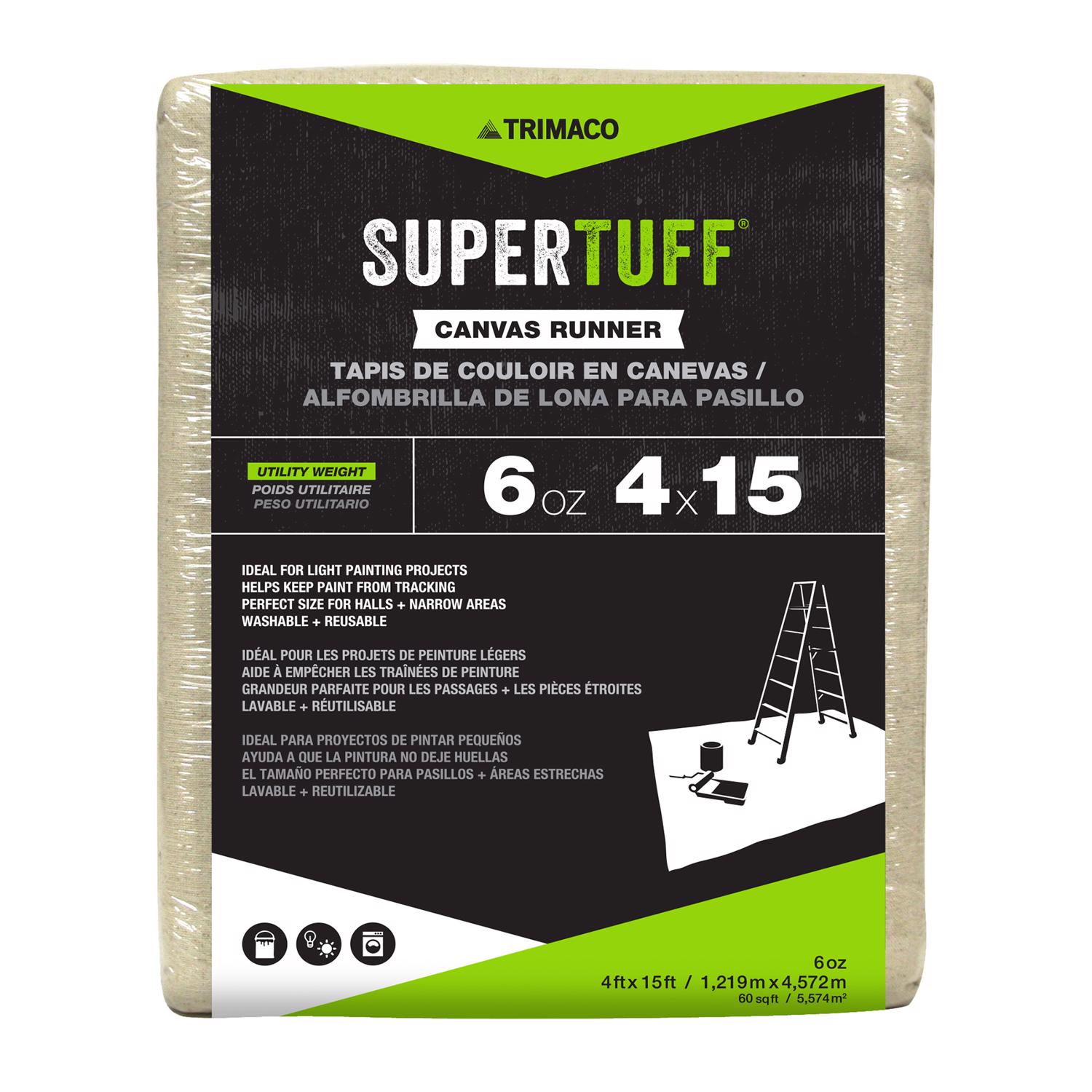 Trimaco SuperTuff 4 ft. W X 15 ft. L X 0.06 mil 6 oz Canvas Drop Cloth 1 pk - Mycitystee