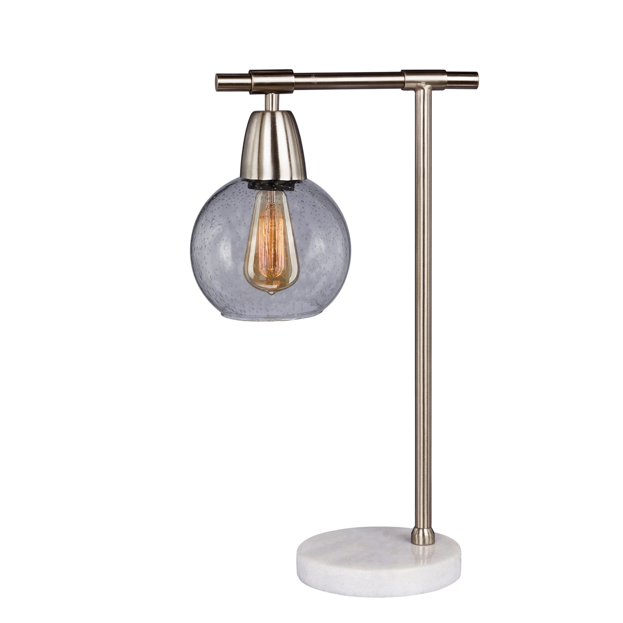 Fangio Lighting's 1560 18 in. Metal and Glass Table Lamp in a Brushed Steel and Clear Finish w/Marble Base (Includes Bulb) - Mycitystee
