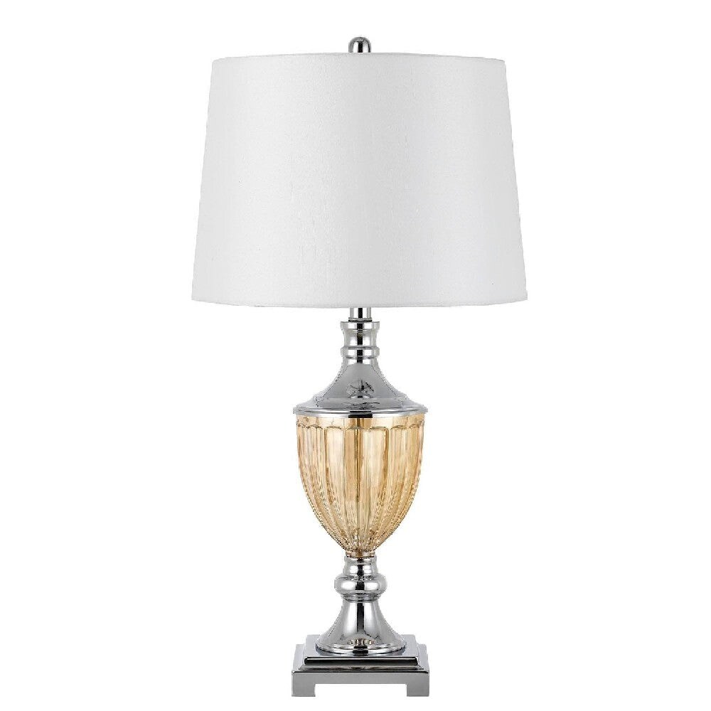29 Inch Trophy Design Metal Table Lamp， Set of 2， Chrome - 15 L X 15 W X 28.5 H Inches - Mycitystee