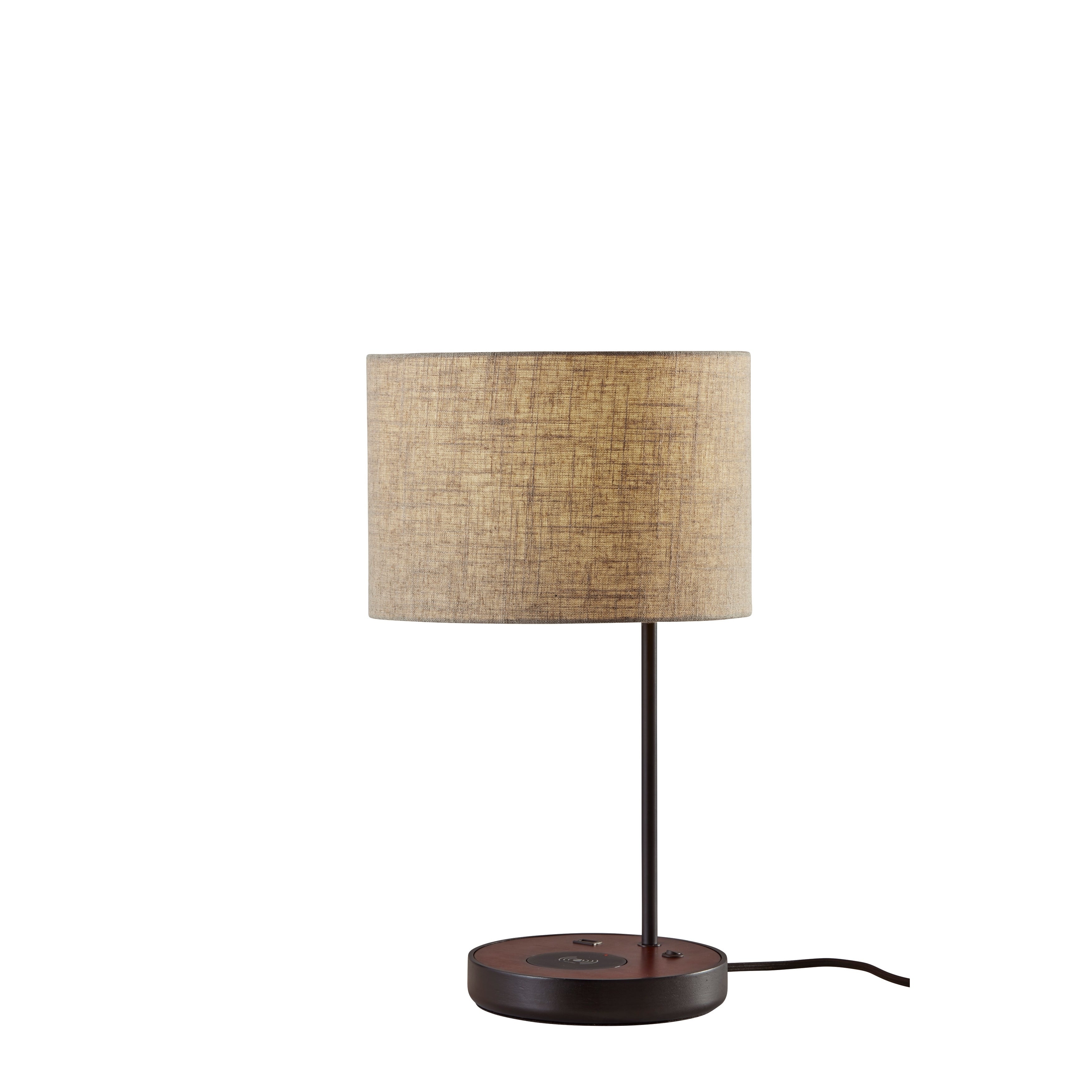 Carbon Loft Melville Matte Black/Walnut Table Lamp w/ Wireless Charging Pad/USB Port - Mycitystee