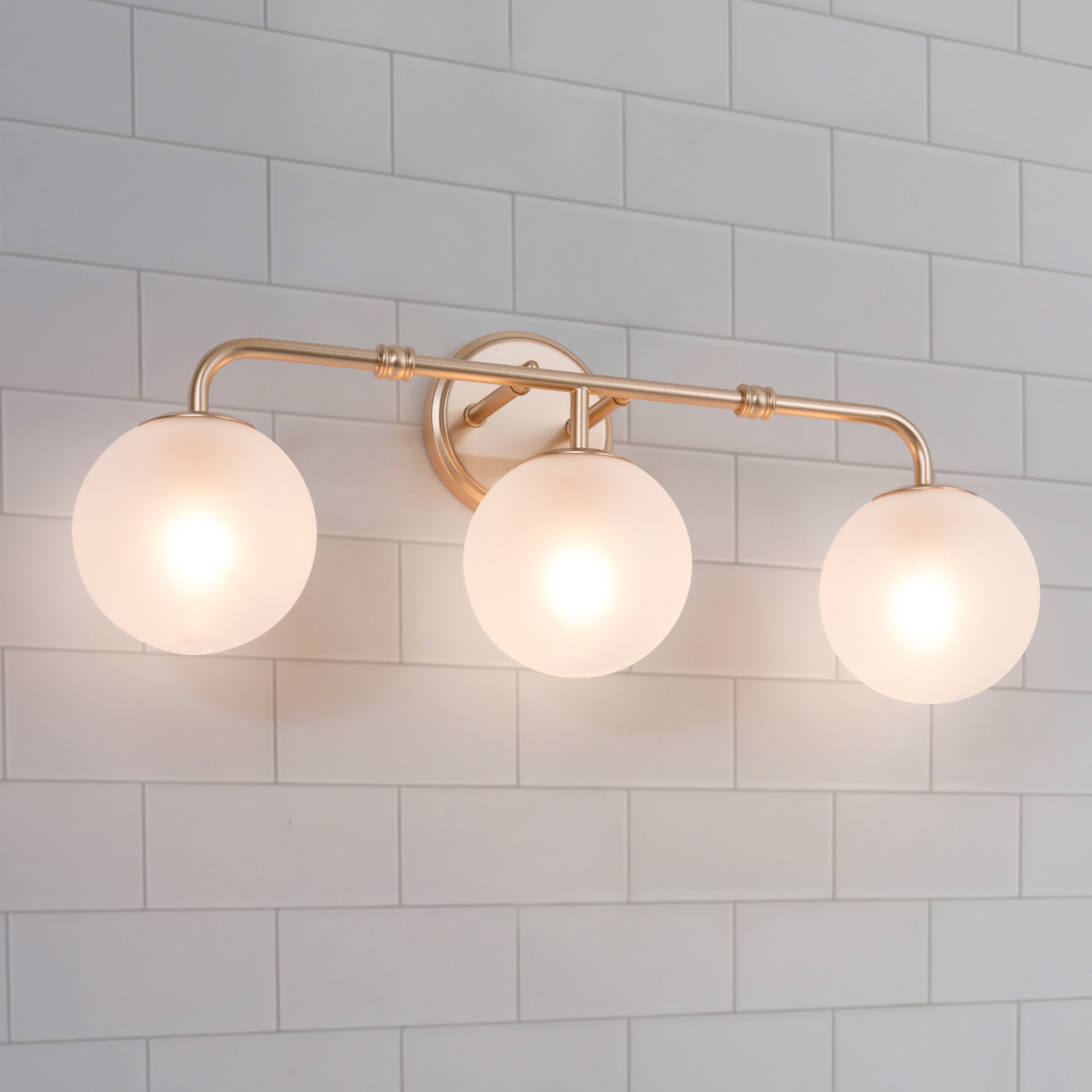 Siya Modern 3/2/1 Frosted Glass Bathroom Vanity Lights Romantic Gold Statement Wall Sconces - Mycitystee