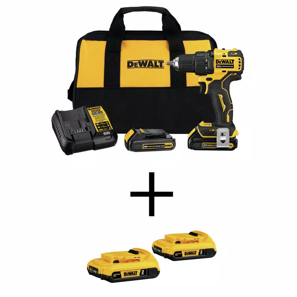 DEWALT ATOMIC 20-Volt MAX Cordless Brushless Compact 1/2 in. Drill/Driver with 20-Volt Lithium-Ion Compact (2) 2.0Ah Battery and#8211; XDC Depot - Mycitystee