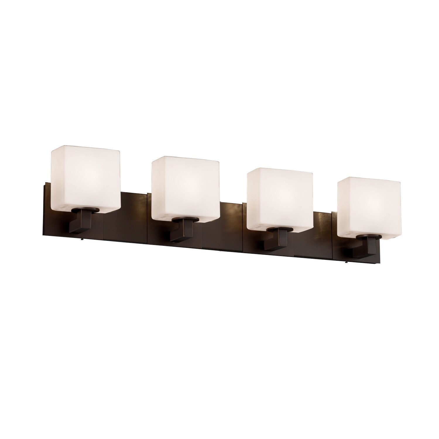 Fusion Modular 4-light Dark Bronze Bath Bar， Opal Rectangle Shade - Mycitystee