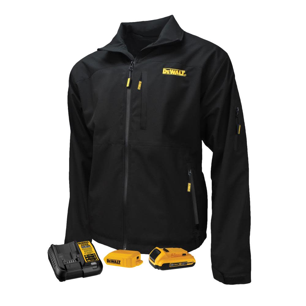 DEWALT Mens Heated Kit Soft Shell Jacket With Battery/Charger Black 2X DCHJ090BD1-2X from DEWALT - Mycitystee