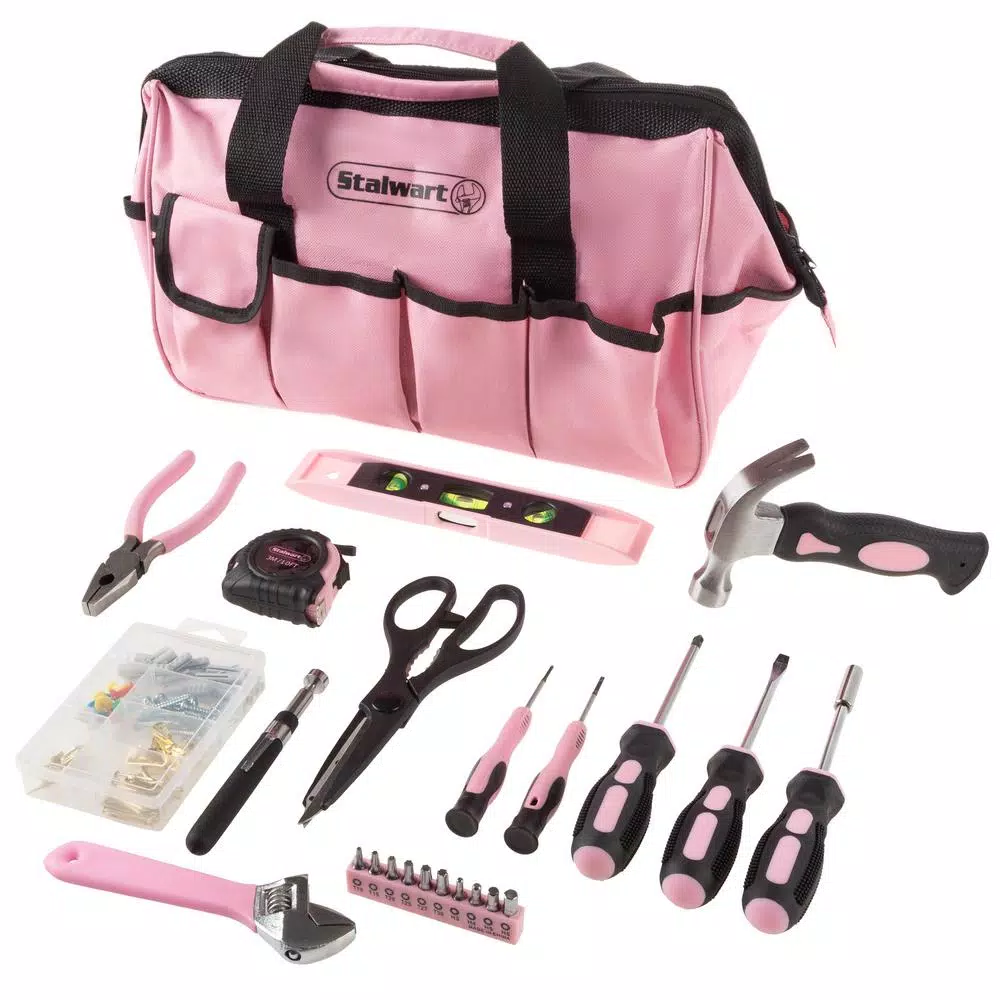 Stalwart Heat Treated Pink Tool Set with Carrying Bag (123-Piece ) and#8211; XDC Depot - Mycitystee