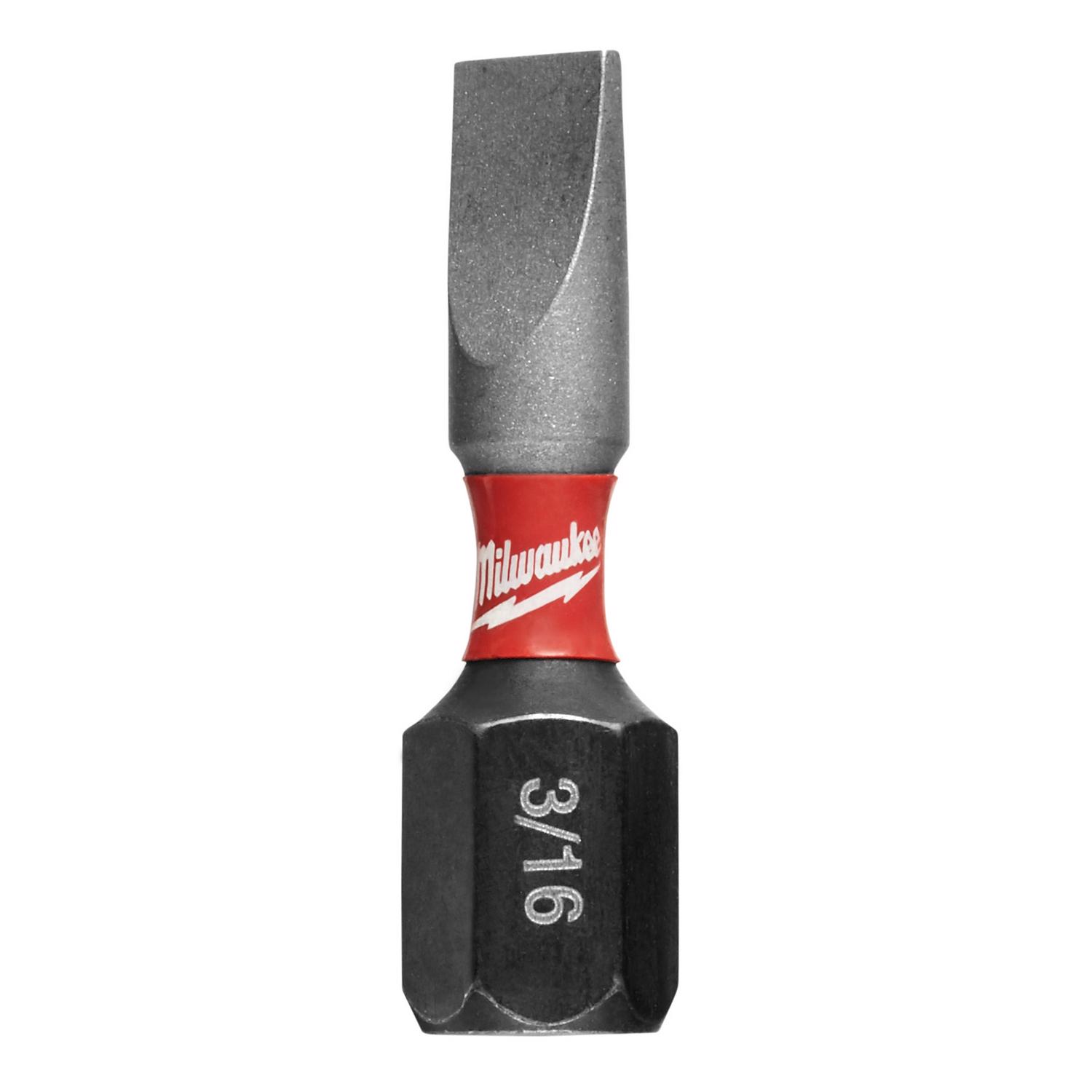 Milwaukee Shockwave Slotted 3/16 in. X 1 in. L Insert Bit Steel 2 pc - Mycitystee