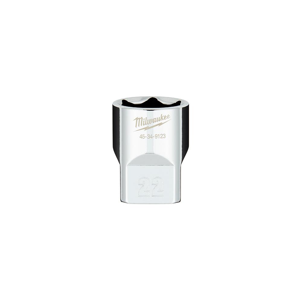 Milwaukee 1/2 in. Drive 22MM Metric 6-Point Socket with FOUR FLAT Sides 45-34-9123 from Milwaukee - Mycitystee