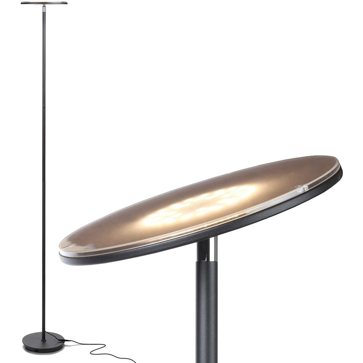 Sky Dimmable LED Tall Torchiere Super Bright Floor Lamp in Black - Mycitystee
