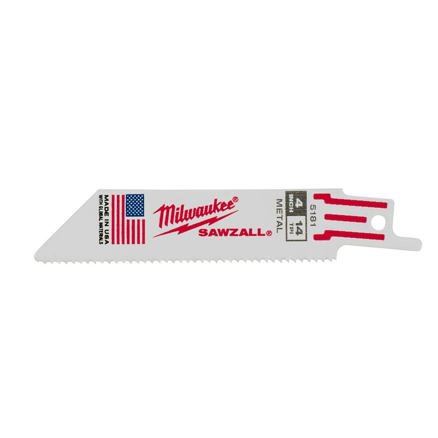 Milwaukee SAWZALL 4 in. Bi-Metal Double Duty Upgrade Reciprocating Saw Blade 14 TPI 5 pk - Mycitystee