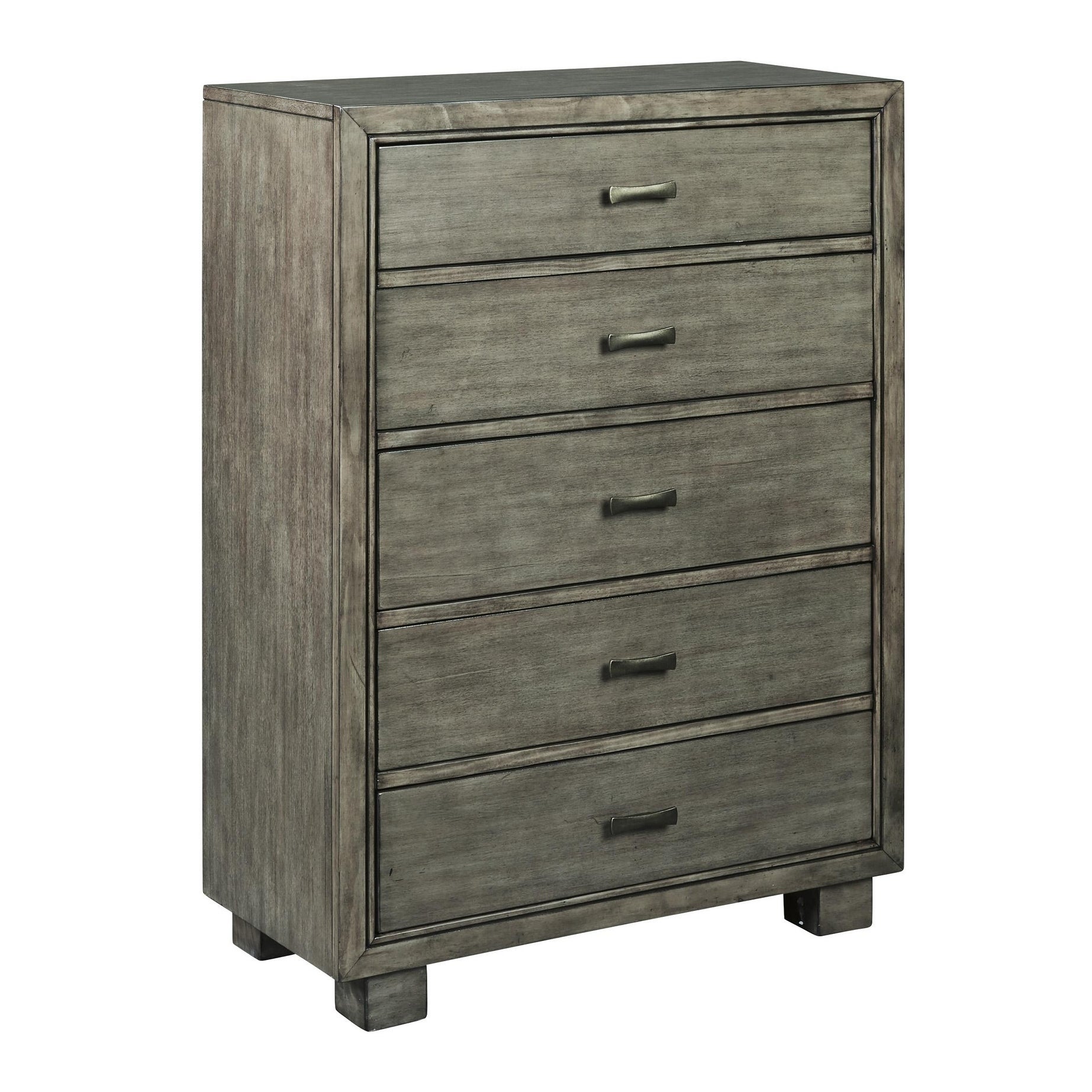 5 Drawer Wooden Chest with Block Legs， Gray - - 30977701 - Mycitystee