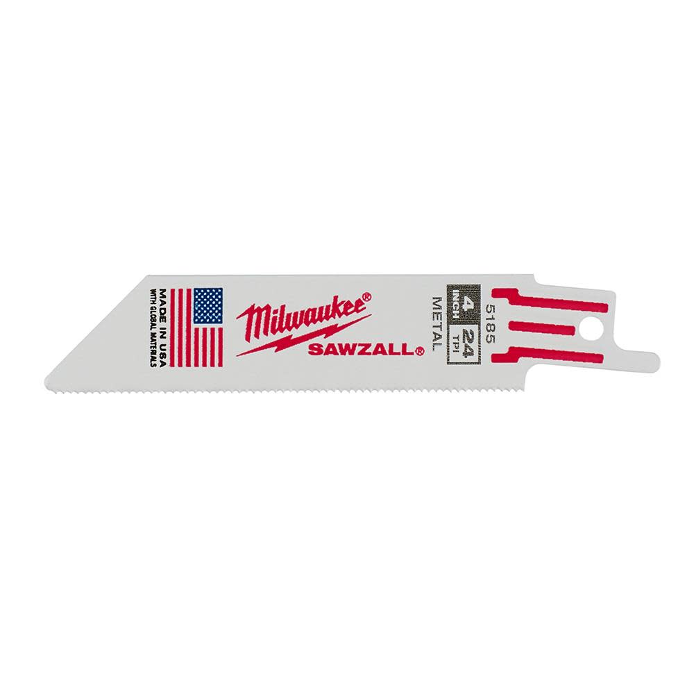 Milwaukee 4 in. 24TPI SAWZALL Blade 5PK 48-00-5185 from Milwaukee - Mycitystee