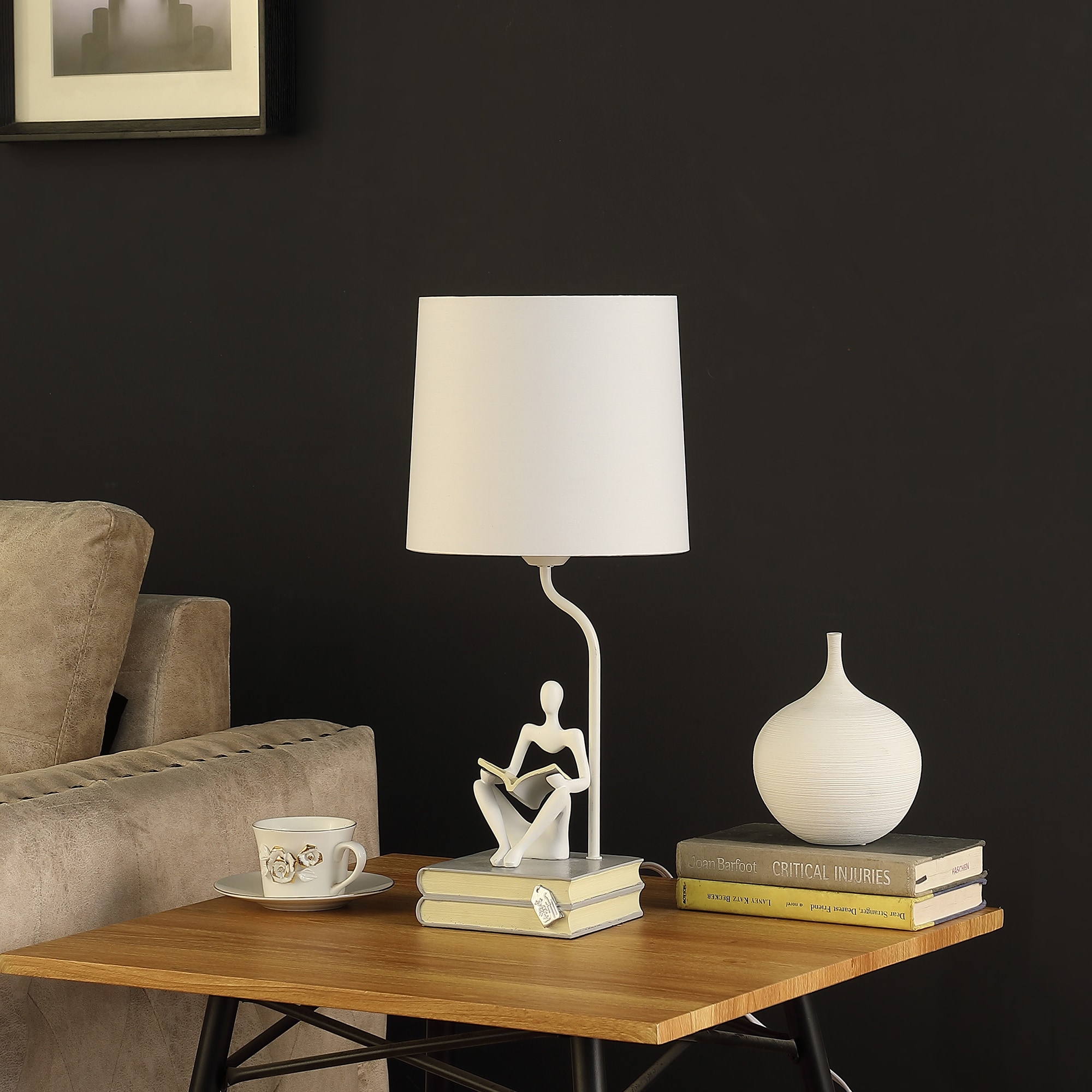 20.5 In. Modern Black Stack of Books Polyresin Table Lamp - Mycitystee