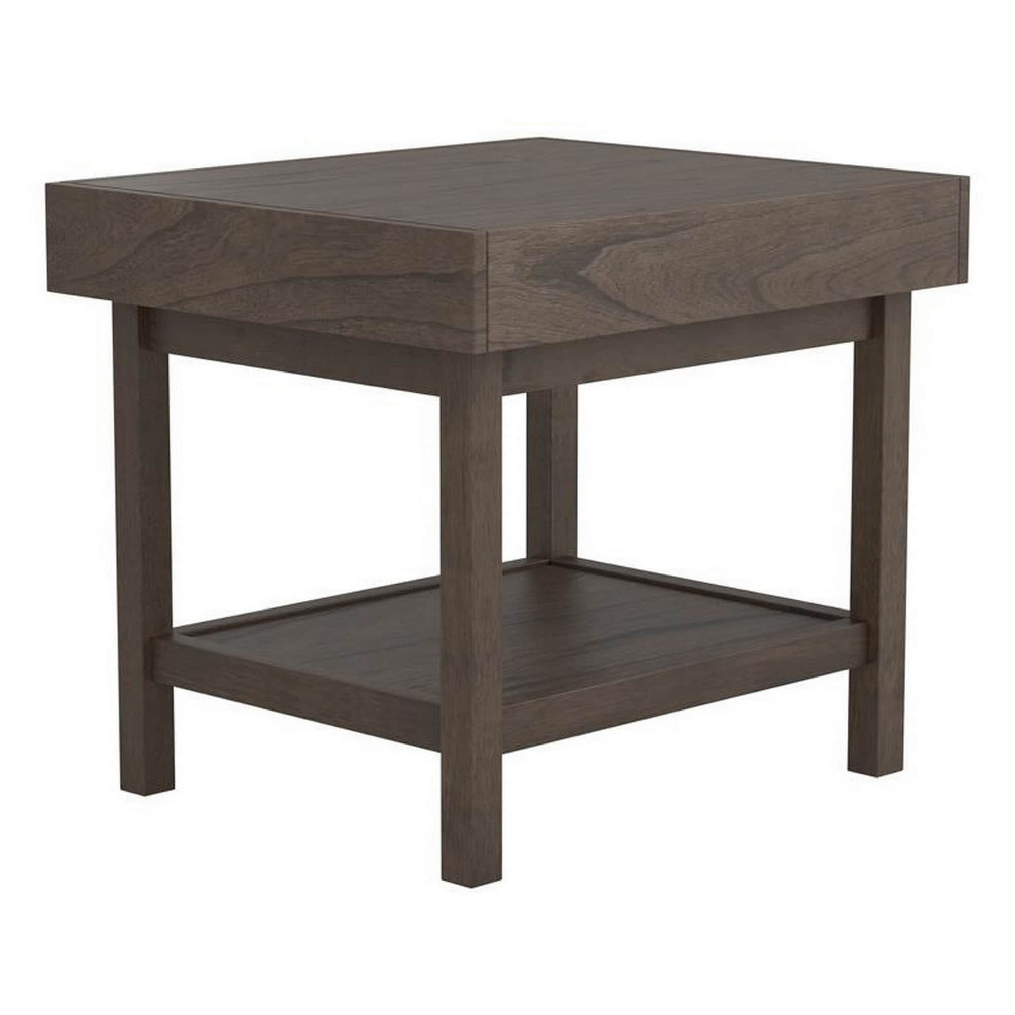 Rectangular Wooden Top End Table with 1 Hidden Drawer， Taupe Gray - Mycitystee