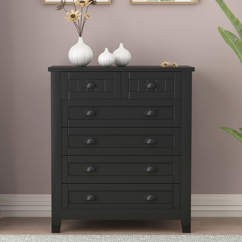 Black 6 Drawer Combo Chest of Drawers Bedroom Storage Cabinet - - 36966264 - Mycitystee