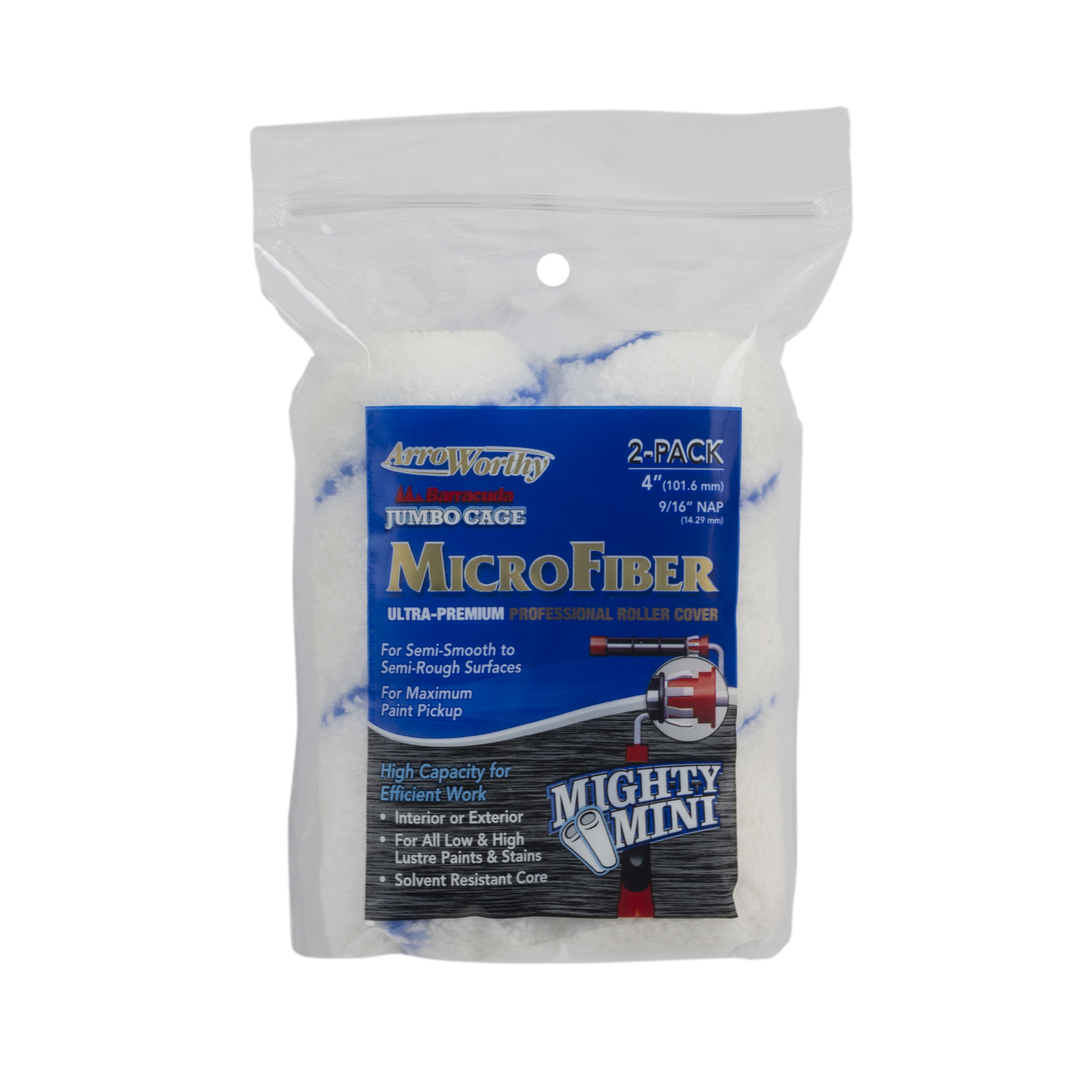 Arroworthy Barracuda Microfiber 4 in. W X 9/16 in. Jumbo Paint Roller Cover 2 pk - Mycitystee