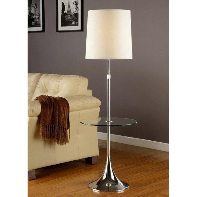 Artiva USA Enzo Modern Adjustable 52 to 65-inch Chrome Floor Lamp with Tempered Glass Table - Mycitystee