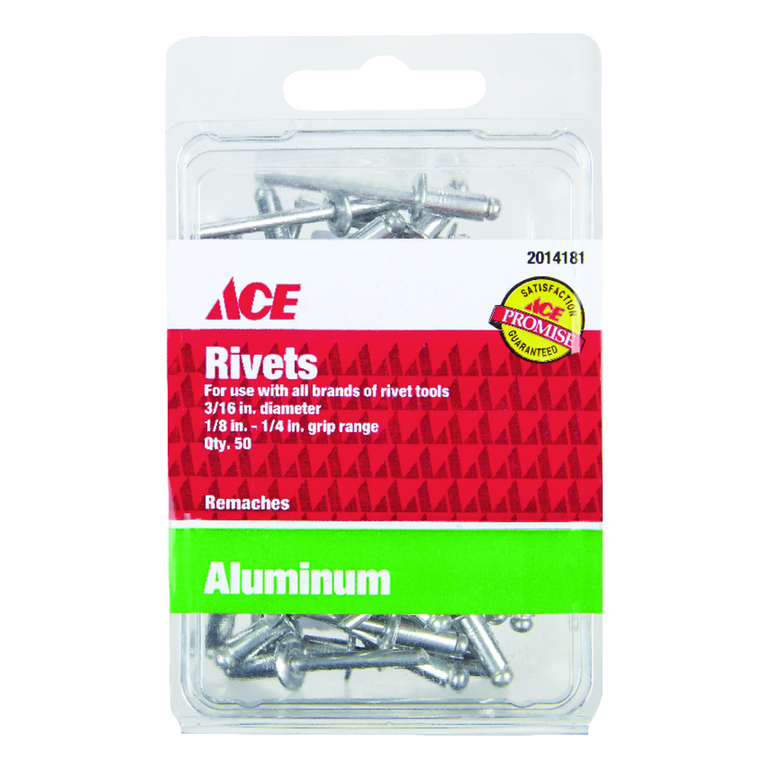 Ace 3/16 in. D X 1/4 in. Aluminum Rivets Silver 50 pk - Mycitystee
