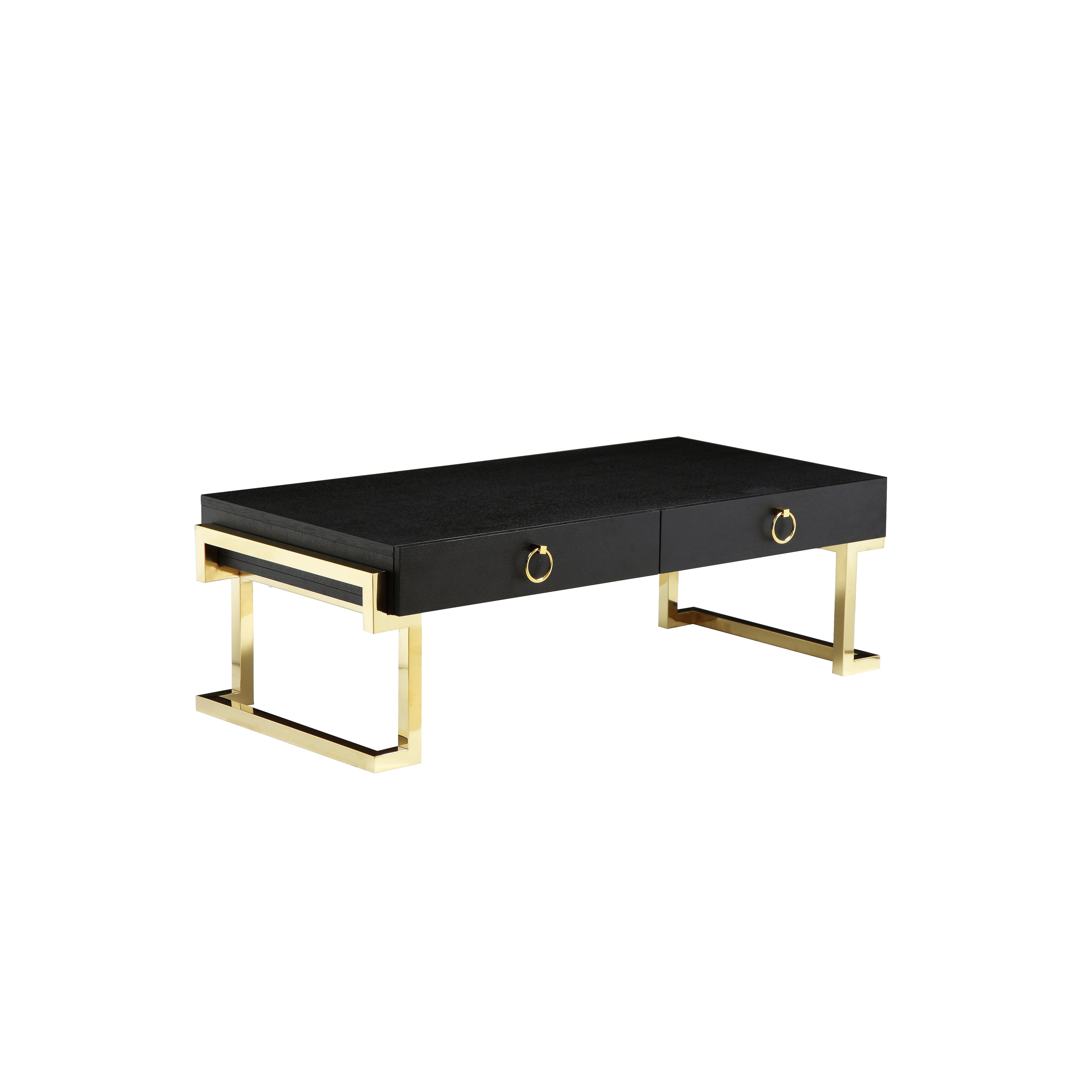 Julia Coffee Table in Black Ash Veneer and Gold. - Mycitystee