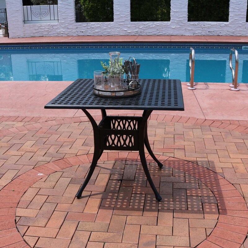 Ultimate Patio 35-Inch Black Cast Aluminum Square Dining Table - Mycitystee