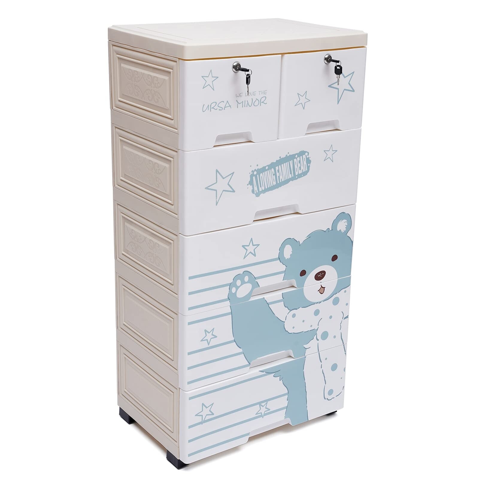 Plastic 6 Drawers Dresser Storage Cabinet， Multi-color Modern Closet Drawers Tall Dresser Organizer for Store Clothes， Dolls - - 37668978 - Mycitystee