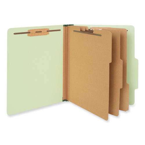 Universal Eight-Section Pressboard Classification Folders， 3 Dividers， Letter Size， Green， 10/Box (10291) - Mycitystee