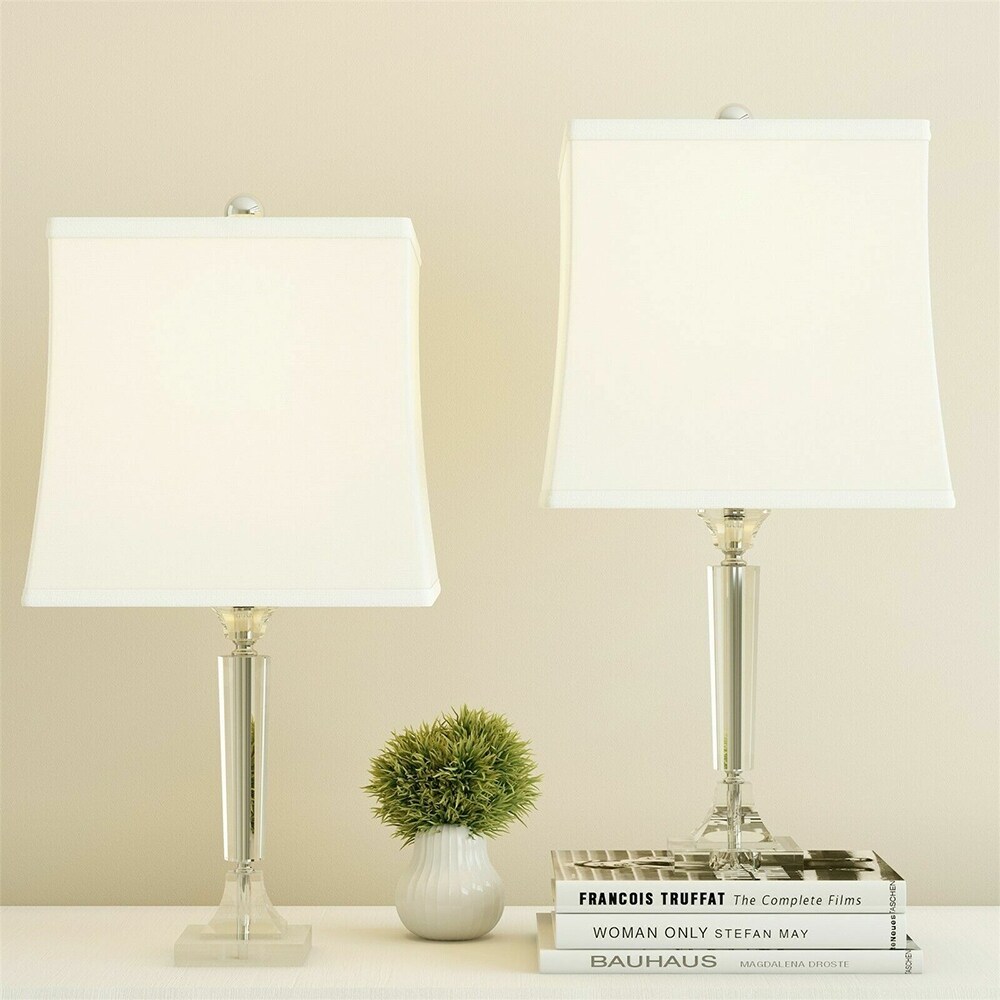 Set of 2 Crystal Candlestick Table Lamp Set Ivory - 11