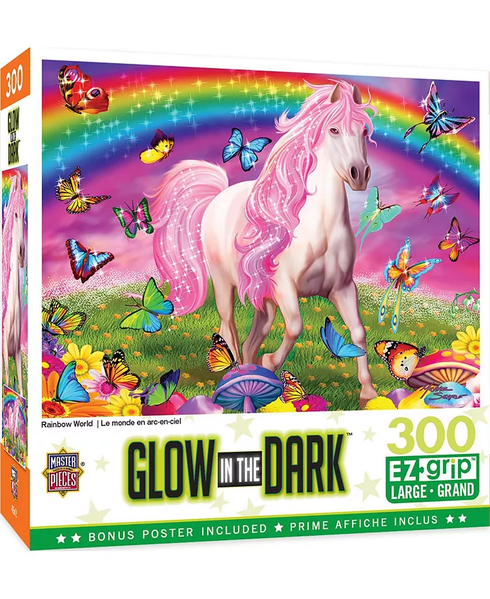 MasterPieces Puzzles Glow in the Dark - Rainbow World 300 Piece Adult Jigsaw Puzzle - Mycitystee