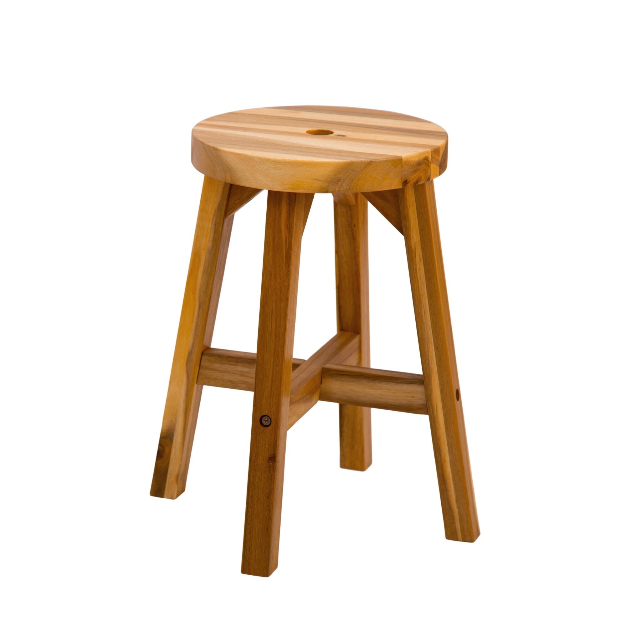 Acacia Wood Stool Round Top Chairs Best Ideas End Tables For Sofas Sub-stool for Living Room Bedside Strong Weight Capacity - Mycitystee