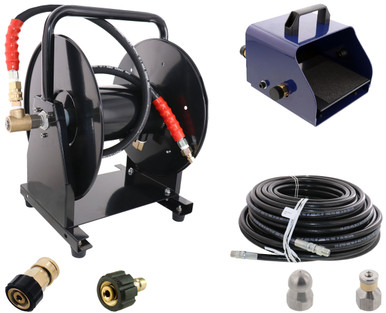 Scheiffer Sewer Jetter Kit Foot Pedal Hose Reel Hose and Nozzles - Mycitystee