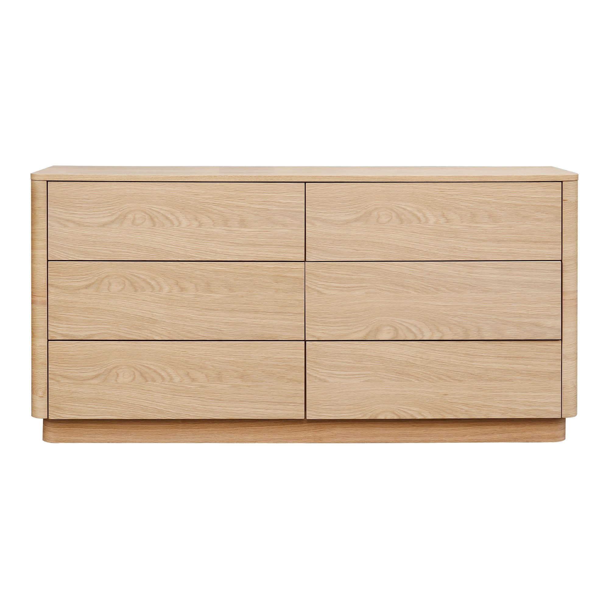 Aurelle Home Rome Modern 6-drawer Rounded Oak Nightstand - - 35690066 - Mycitystee